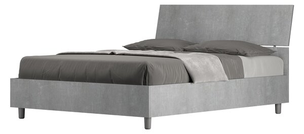 Letto Matrimoniale Francese 140x190 cm Senza Rete Demas Testata Inclinata Cemento