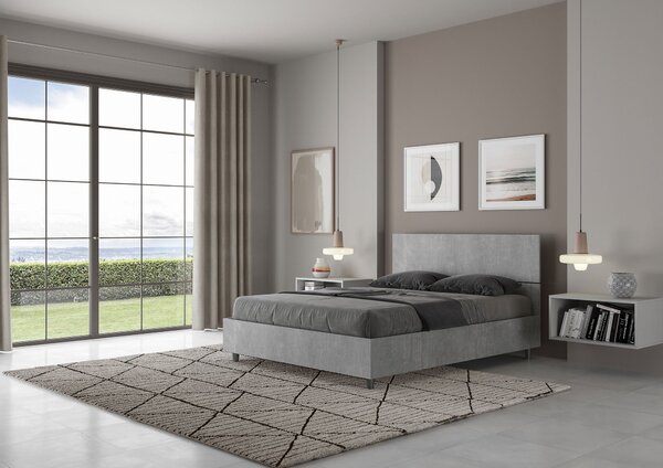 Letto Matrimoniale Francese 140x190 cm Senza Rete Demas Testata Dritta Cemento