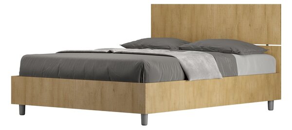 Letto Matrimoniale Francese 140x190 cm Senza Rete Demas Testata Dritta Quercia