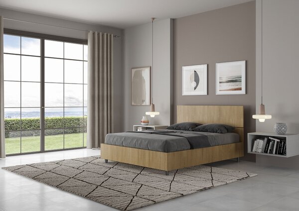 Letto Matrimoniale Francese 140x190 cm Senza Rete Demas Testata Dritta Quercia