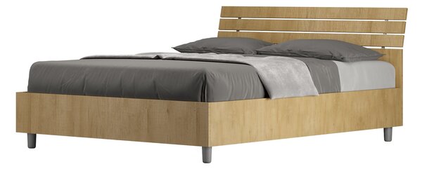 Letto Matrimoniale Francese 140x190 cm Senza Rete Ankel Testata Doghe Inclinata Quercia
