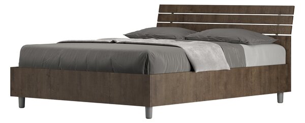 Letto Matrimoniale Francese 140x190 cm Senza Rete Ankel Testata Doghe Inclinata Noce