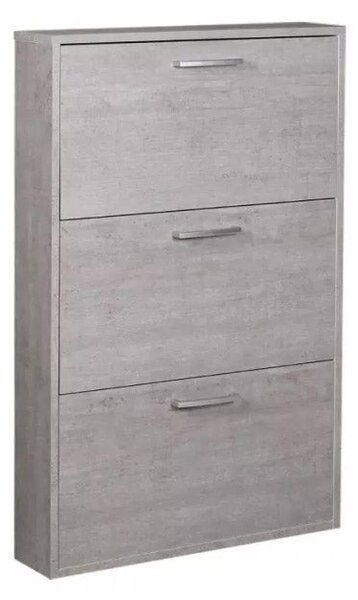 Scarpiera Salvaspazio 3 Ante 9 Paia 65x15x99,6 cm in Truciolare Nobilitato Cemento