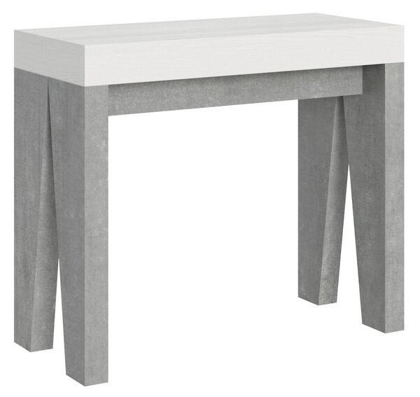 Consolle Allungabile 90-196x40x77 cm in Nobilitato Bianco e Grigio