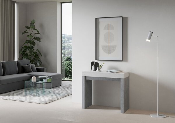 Consolle Allungabile 90-196x40x77 cm in Nobilitato Bianco e Grigio