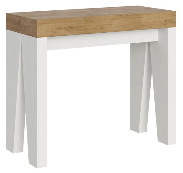 Consolle Allungabile 90-196x40x77 cm in Nobilitato Marrone e Bianco