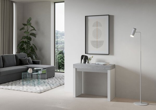 Consolle Allungabile 90-196x40x77 cm in Nobilitato Grigio e Bianco