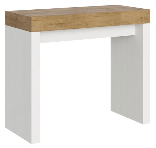 Consolle Allungabile 90-196x40x77 cm in Nobilitato Marrone e Bianco