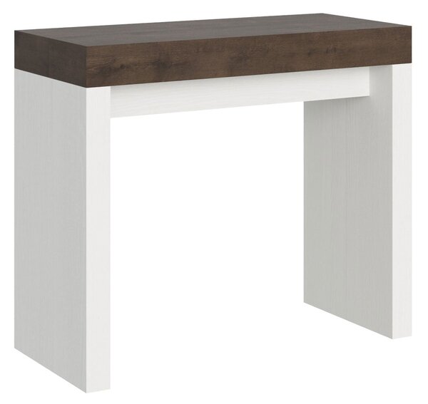 Consolle Allungabile 90-196x40x77 cm in Nobilitato Marrone e Bianco