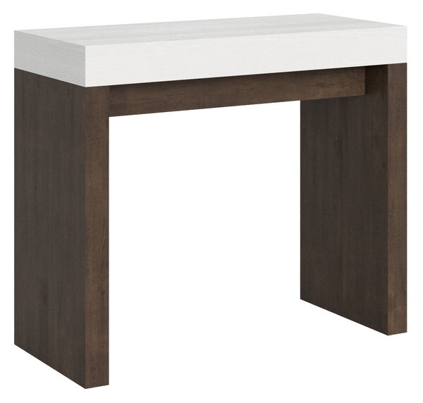 Consolle Allungabile 90-196x40x77 cm in Nobilitato Bianco e Noce