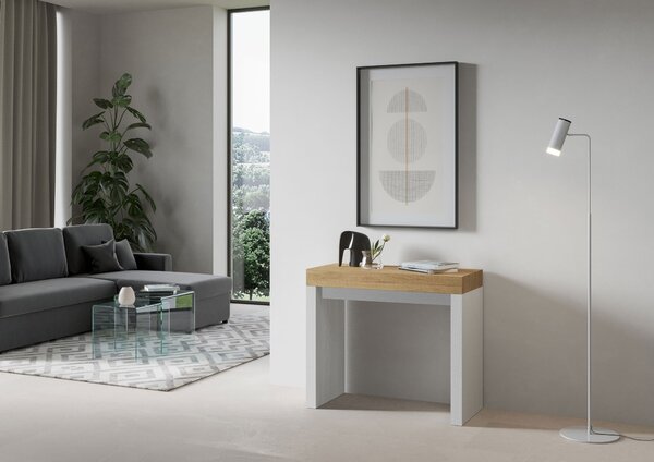 Consolle Allungabile 90-196x40x77 cm in Nobilitato Marrone e Bianco