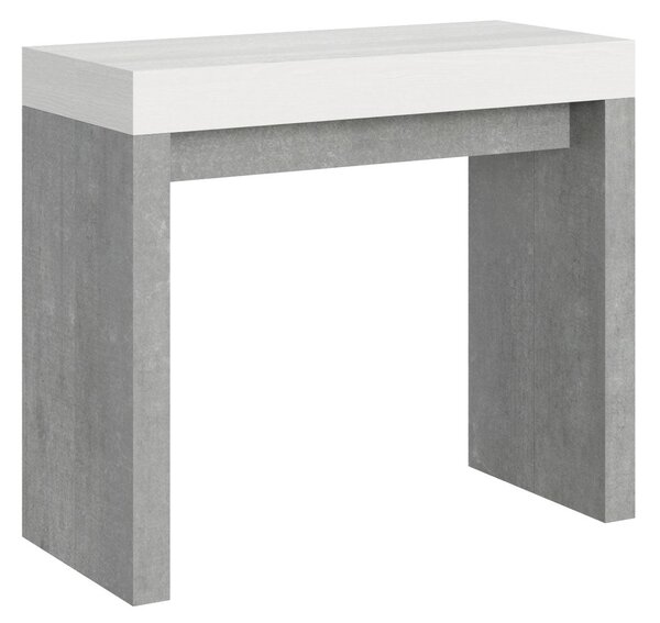 Consolle Allungabile 90-196x40x77 cm in Nobilitato Bianco e Grigio