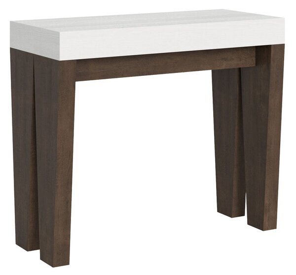 Consolle Allungabile 90-196x40x77 cm in Nobilitato Bianco e Noce