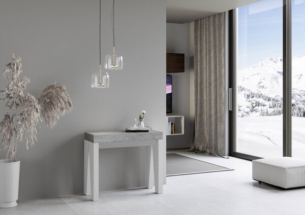 Consolle Allungabile 90-196x40x77 cm in Nobilitato Grigio e Bianco