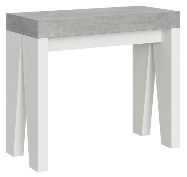 Consolle Allungabile 90-196x40x77 cm in Nobilitato Grigio e Bianco
