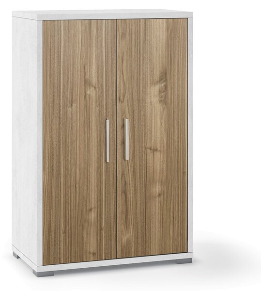 Armadietto Multiuso 2 Ante 71x110x41 cm Ossido Bianco/Noce Stelvio