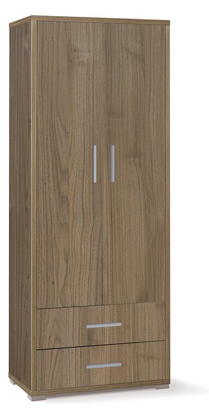 Armadio 2 Ante 2 Cassetti 71x182x41 cm Noce Stelvio