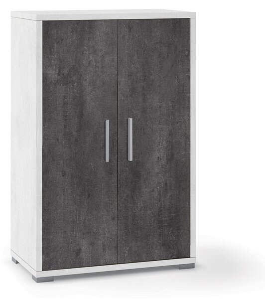 Armadietto Multiuso 2 Ante 71x110x41 cm Ossido Bianco/Ossido Nero