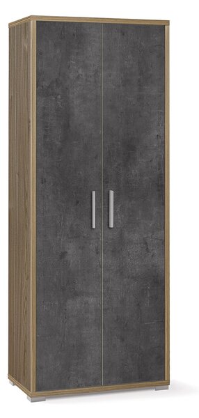 Armadio 2 Ante 71x182x41 cm Noce Stelvio/Ossido Nero