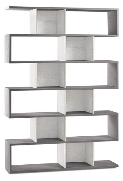 Libreria Modulare 6 Ripiani 150x215x38 cm Cemento/Ossido Bianco