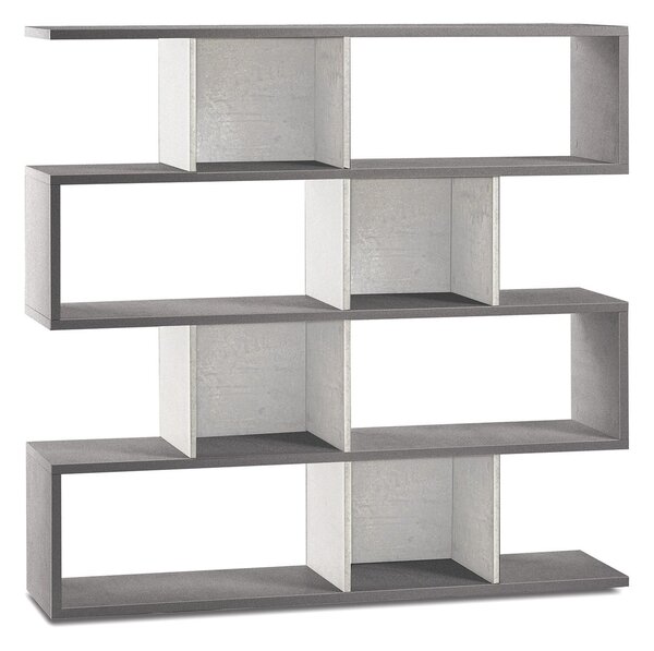 Libreria Modulare 4 Ripiani 150x144x38 cm Cemento/Ossido Bianco