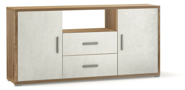Madia 2 Ante 2 Cassetti 174x84x41 cm Noce Stelvio/Ossido Bianco