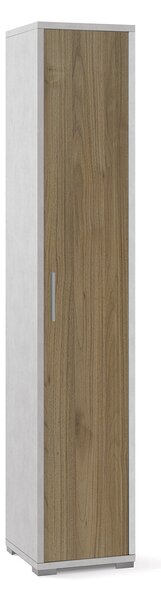 Armadio 1 Anta 39x199x41 cm Ossido Bianco/Noce Stelvio