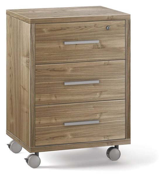 Cassettiera 3 Cassetti con Ruote 51x71x41 cm Noce Stelvio
