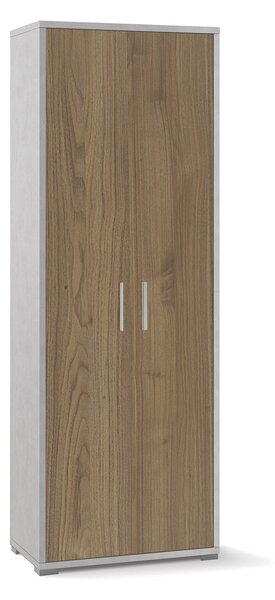 Armadio 2 Ante 71x199x41 cm Ossido Bianco/Noce Stelvio