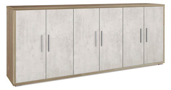 Mobile Basso 6 Ante 203x84x41 cm Noce Stelvio/Ossido Bianco