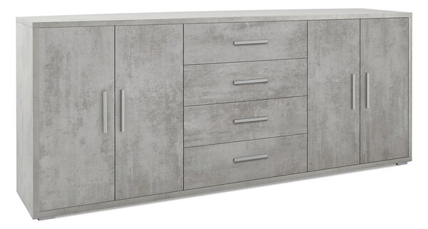 Mobile Basso 4 Ante 4 Cassetti 203x84x41 cm Cemento