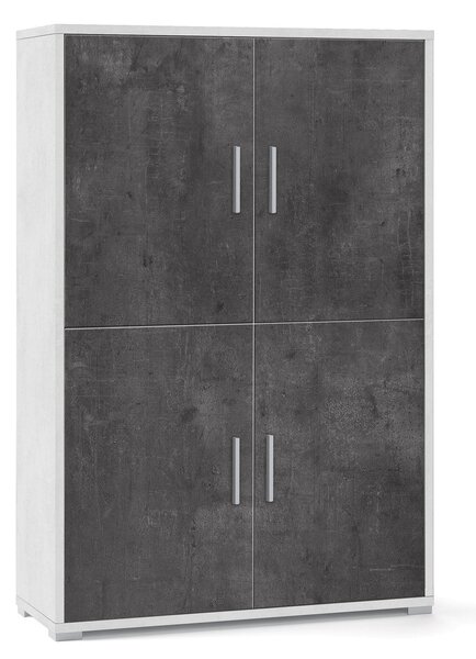 Mobile Multiuso 4 Ante 108x161x41 cm Ossido Bianco/Ossido Nero