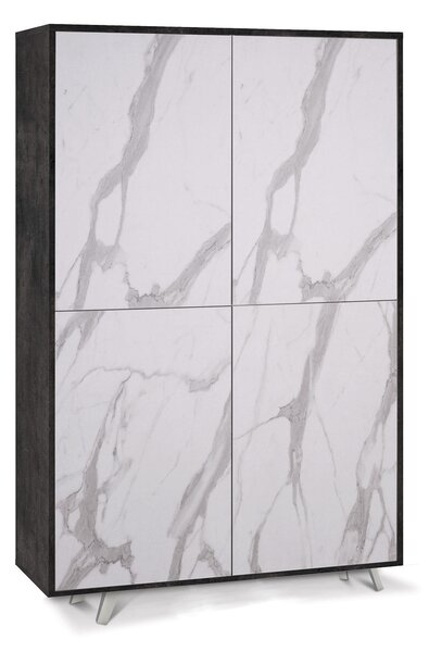 Mobile Multiuso 4 Ante 107x169x41 cm Ossido Nero/Marmo Calacatta
