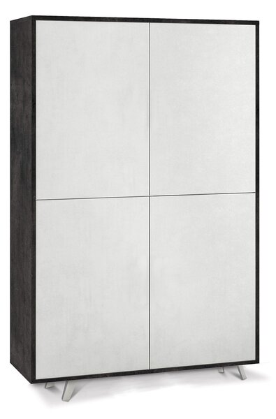 Mobile Multiuso 4 Ante 107x169x41 cm Ossido Nero/Ossido Bianco