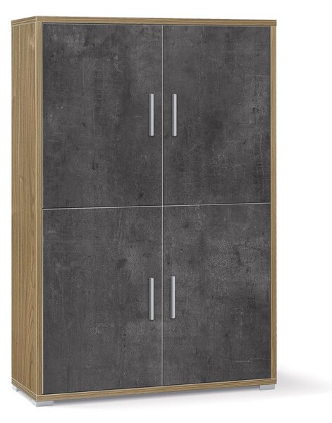 Mobile Multiuso 4 Ante 108x161x41 cm Noce Stelvio/Ossido Nero