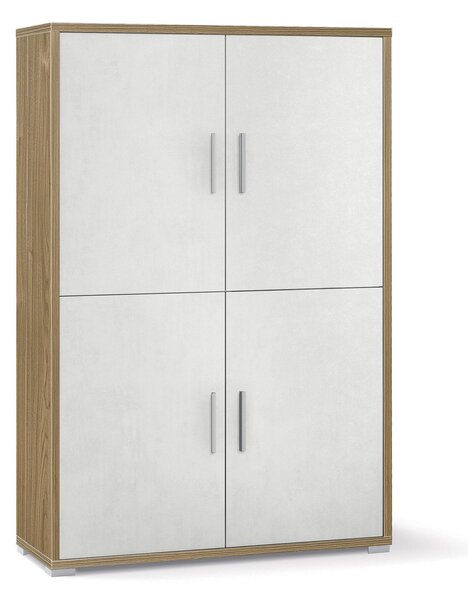 Mobile Multiuso 4 Ante 108x161x41 cm Noce Stelvio/Ossido Bianco