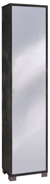 Armadio 1 Anta con Specchio 43x190x29 cm Ossido Nero
