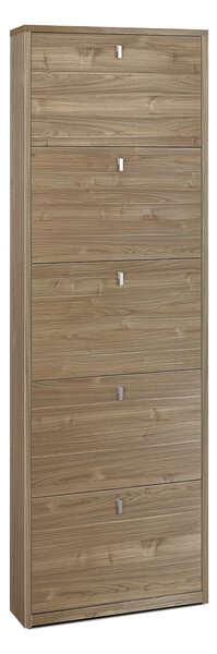 Scarpiera Salvaspazio 5 Ante 12 Paia 63x190x18 cm Noce Stelvio