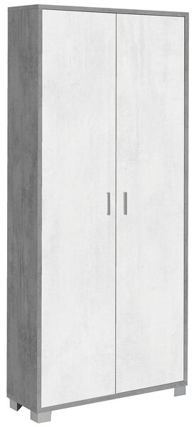 Armadio Multiuso 2 Ante 83x190x29 cm Cemento/Ossido Bianco