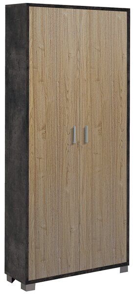 Armadio Multiuso 2 Ante 83x190x29 cm Ossido Nero/Noce Stelvio