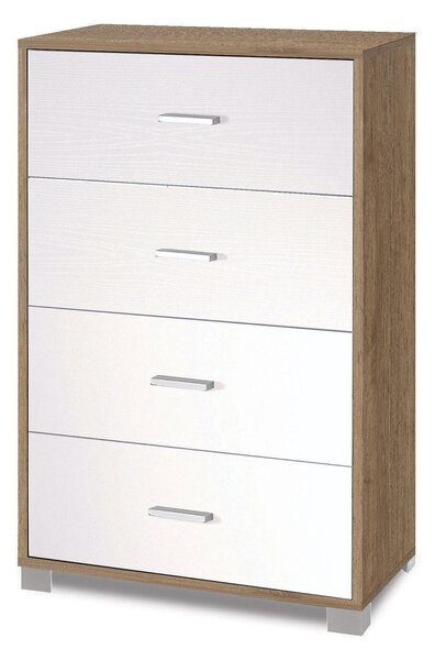 Cassettiera 4 Cassetti 70x112x41 cm Noce Stelvio/Bianco Fiammato