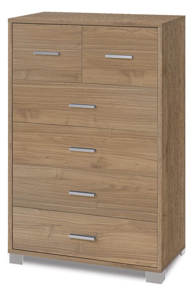 Cassettiera 4+2 Cassetti 70x112x41 cm Noce Stelvio