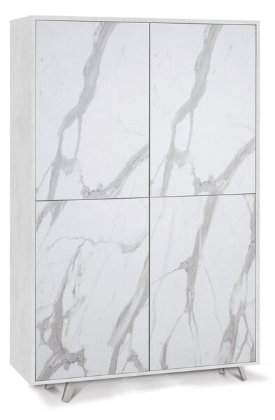 Mobile Multiuso 4 Ante 107x169x41 cm Ossido Bianco/Marmo Calacatta