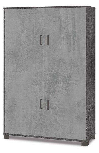 Mobile Multiuso 4 Ante 107x162x41 cm Ossido Nero/Cemento
