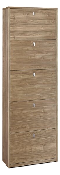 Scarpiera Salvaspazio 5 Ante 25 Paia 63x190x29 cm Noce Stelvio