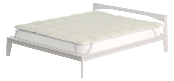 Topper Matrimoniale Trapuntato 300 gr/mq con Elastici Sherpa Bianco