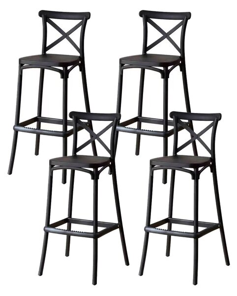 Set 4 Sgabelli 40x36x91 cm in Polipropilene Pompei Nero