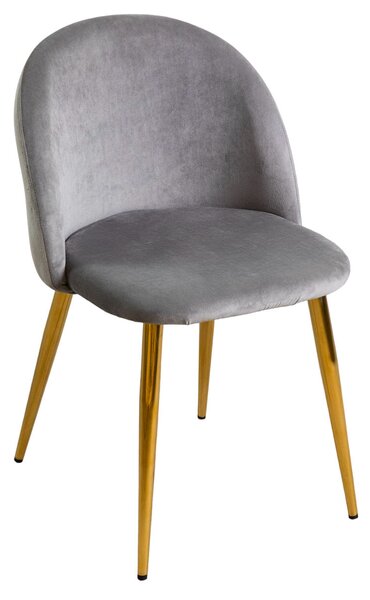 Set 4 Sedie Imbottite 38x43x74 cm in Vellluto Velvet Grigio e Oro