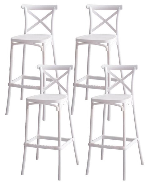 Set 4 Sgabelli 40x36x91 cm in Polipropilene Pompei Bianco