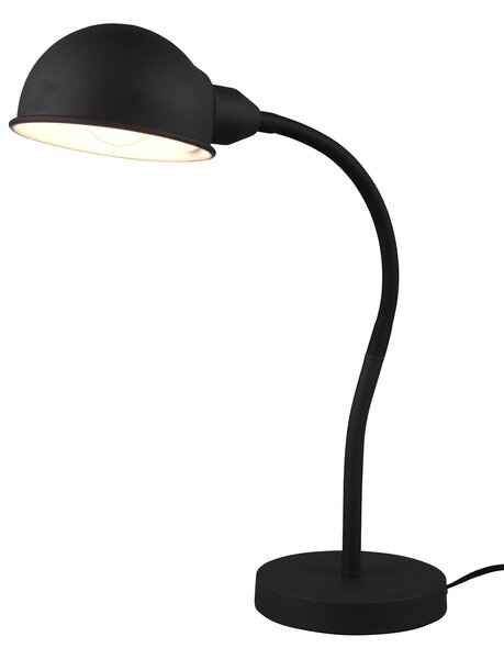 Lampada da Tavolo da Interno Attacco E27 in Metallo Nero Opaco